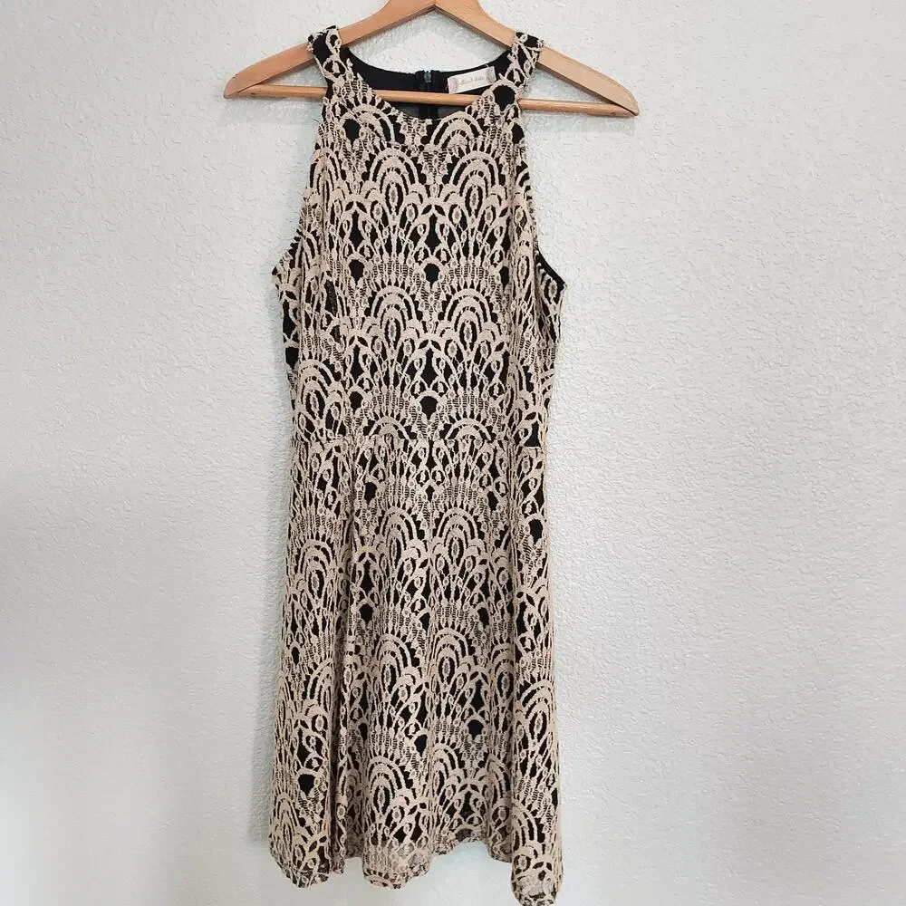 Altar'd State Cream Black Lace Cocktail Dress Size L